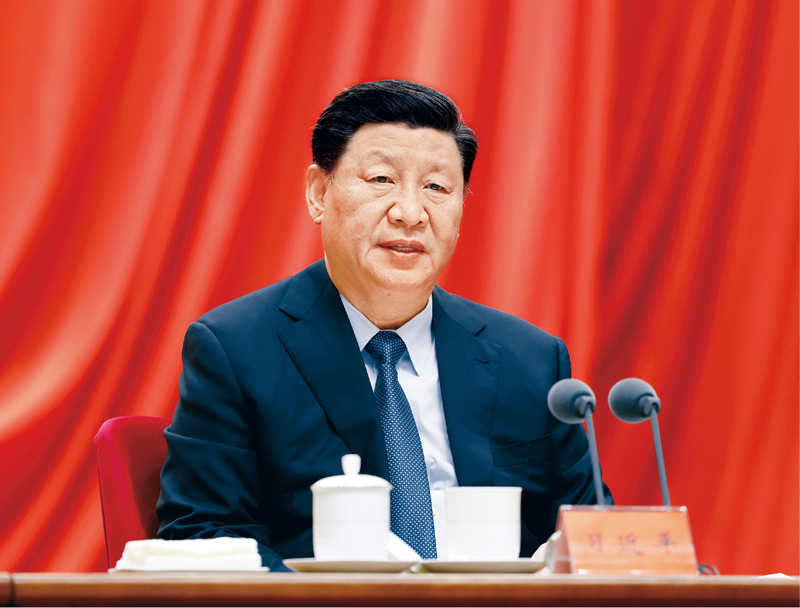 2021年2月20日，党史学习教育动员大会在北京召开。中共中央总书记、国家主席、中央军委主席习近平出席会议并发表重要讲话。 新华社记者 黄敬文/摄
